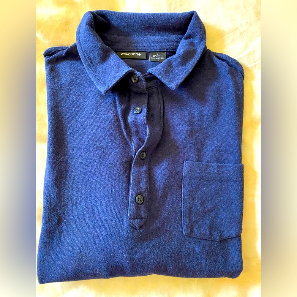 Men’s long sleeve half button Claiborne polo